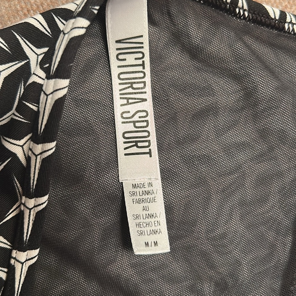 Victoria Secret Womens Geometric Black White Pront Mesh Strappy Sports Bra, M - Picture 5 of 8